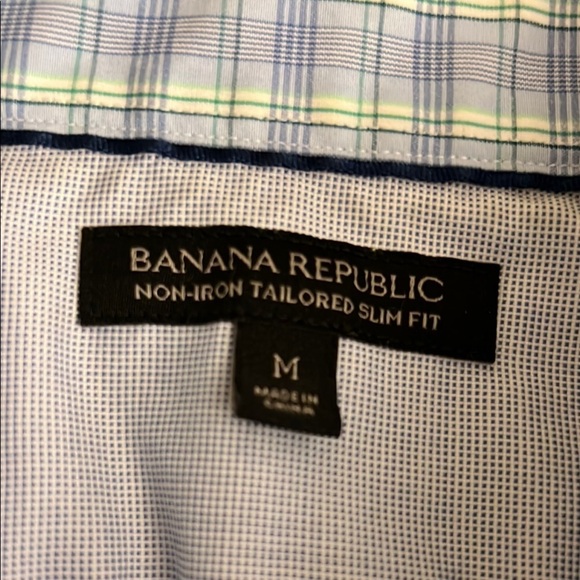 Men's Banana Republic Non-Ironed Tailored Slim Fit Plaid Shirt, Size M. - Picture 2 of 7